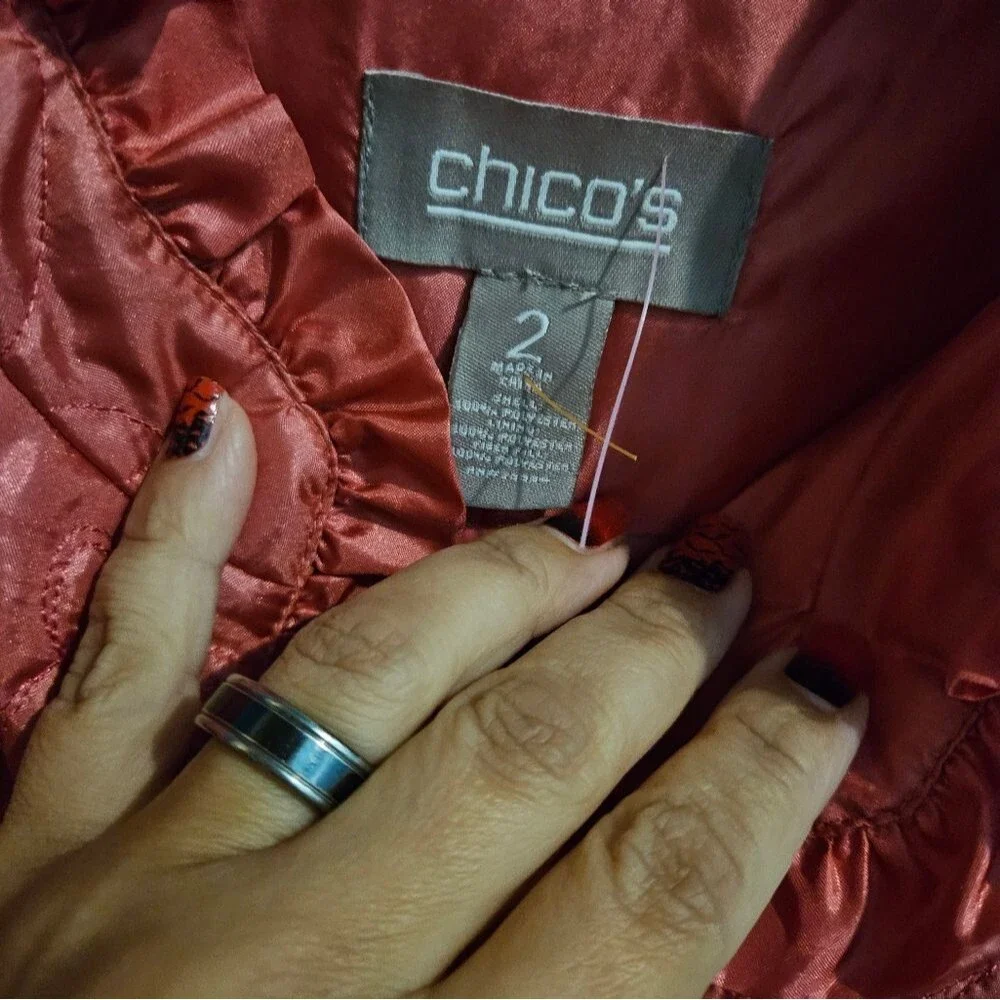 Chico's Salmon Pink Quilted Jacket